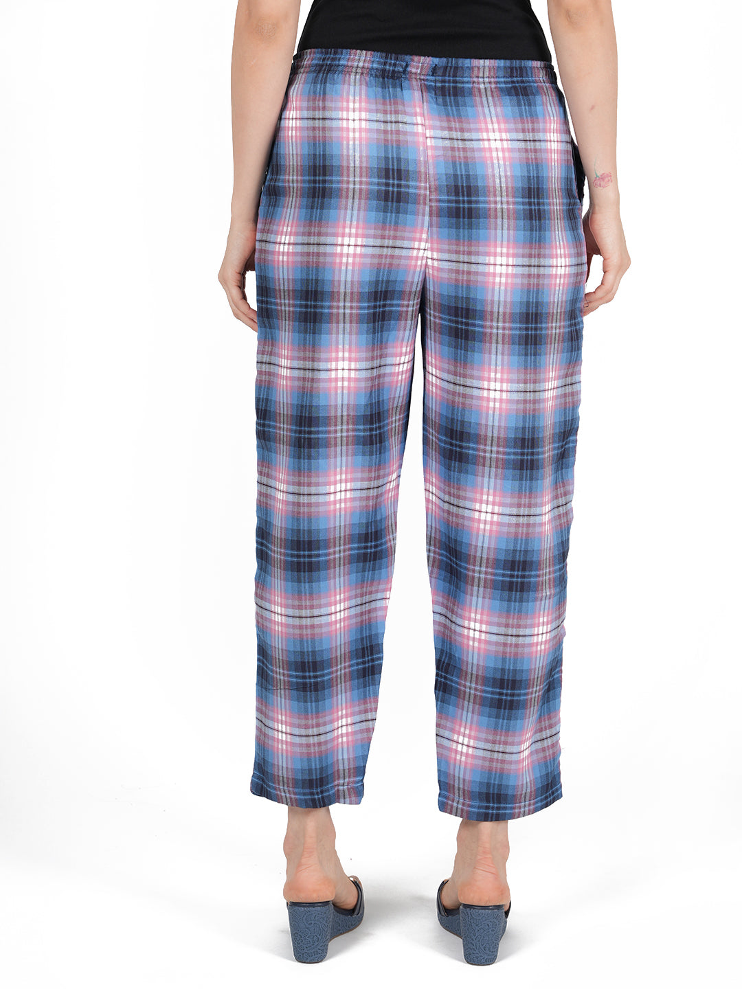 STYLE SHOES Blue and Pink Printed Rayon Pyjama/Lounge Pant for Women and Girls