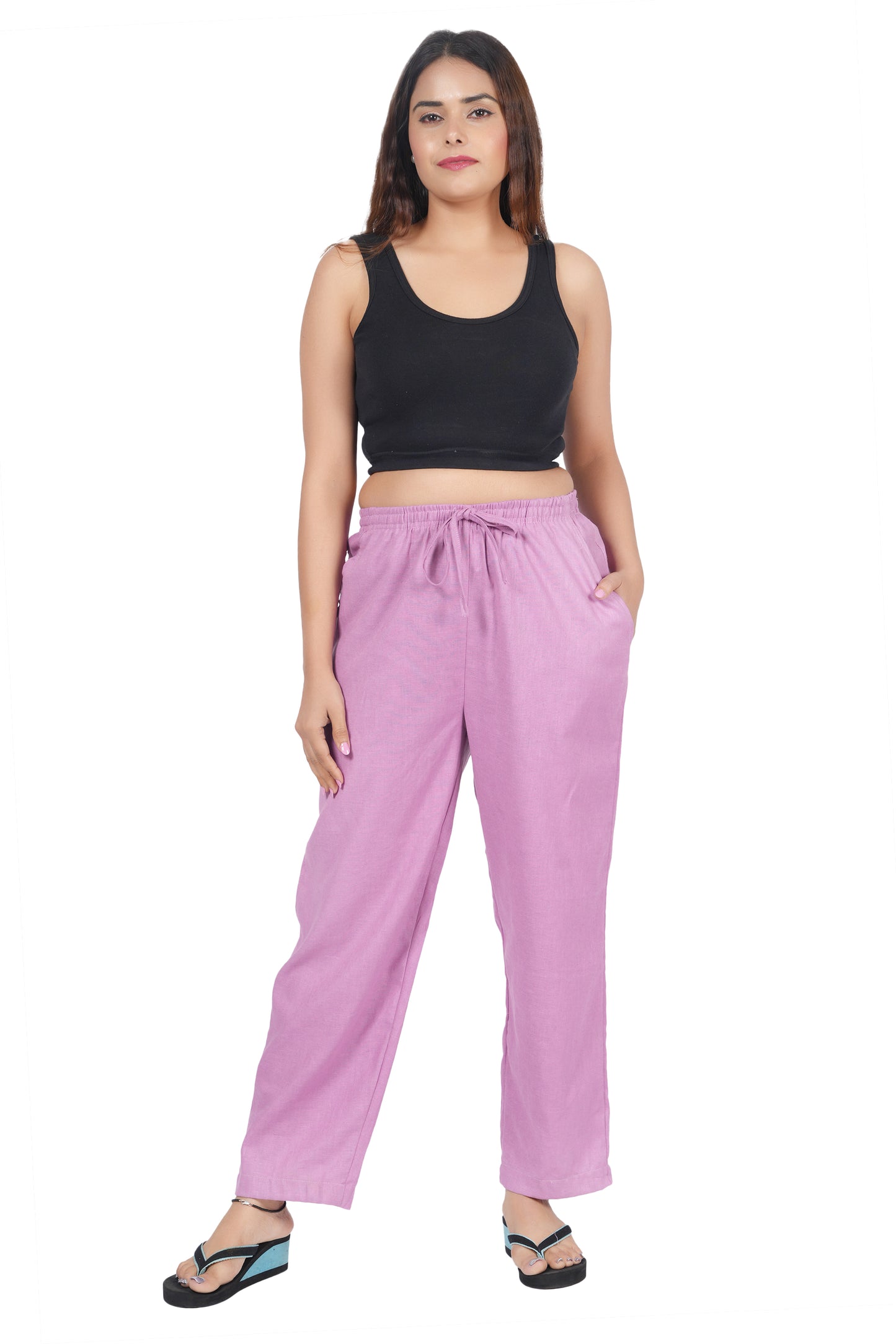STYLE SHOES Purple Regular Fit Linen Pyjama/Lounge Pant for Women & Girls