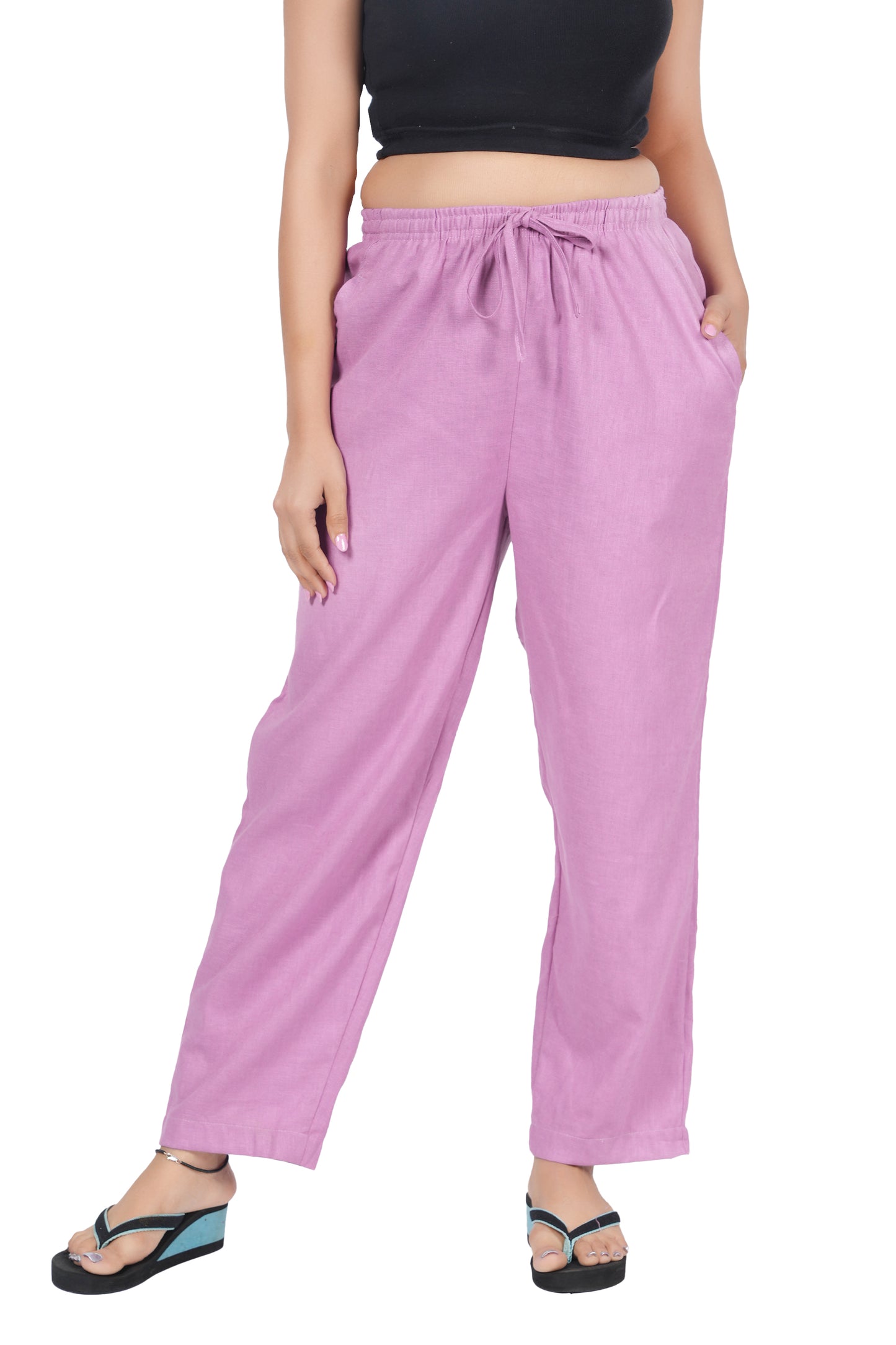 STYLE SHOES Purple Regular Fit Linen Pyjama/Lounge Pant for Women & Girls