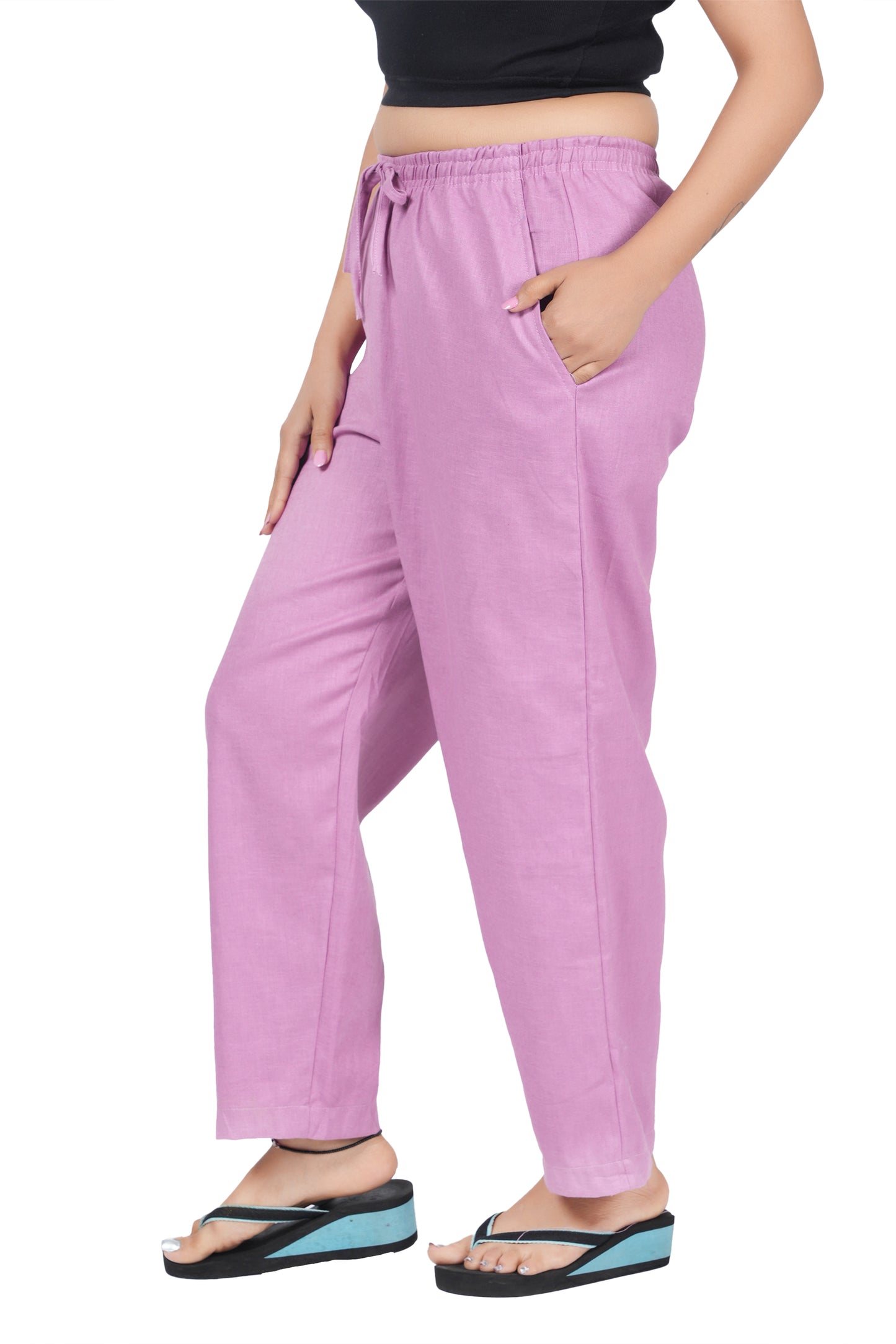 STYLE SHOES Purple Regular Fit Linen Pyjama/Lounge Pant for Women & Girls