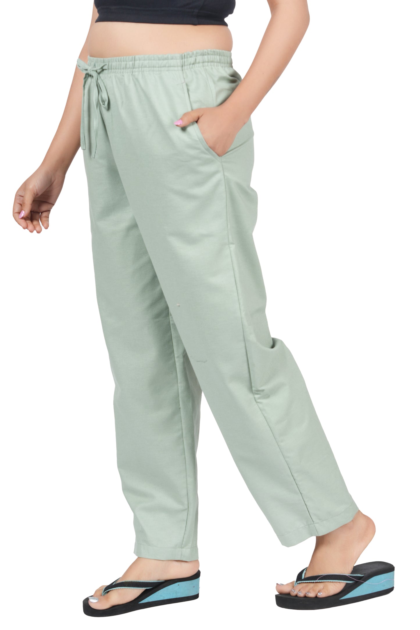 STYLE SHOES Mint Green Regular Fit Linen Pyjama/Lounge Pant for Women & Girls