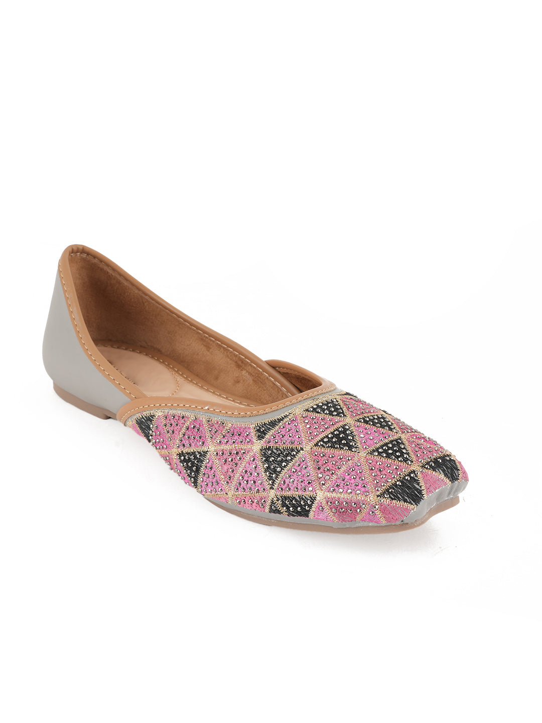 Designer Ethnic Embellished Square Toe Mojaris/Jutti For Women