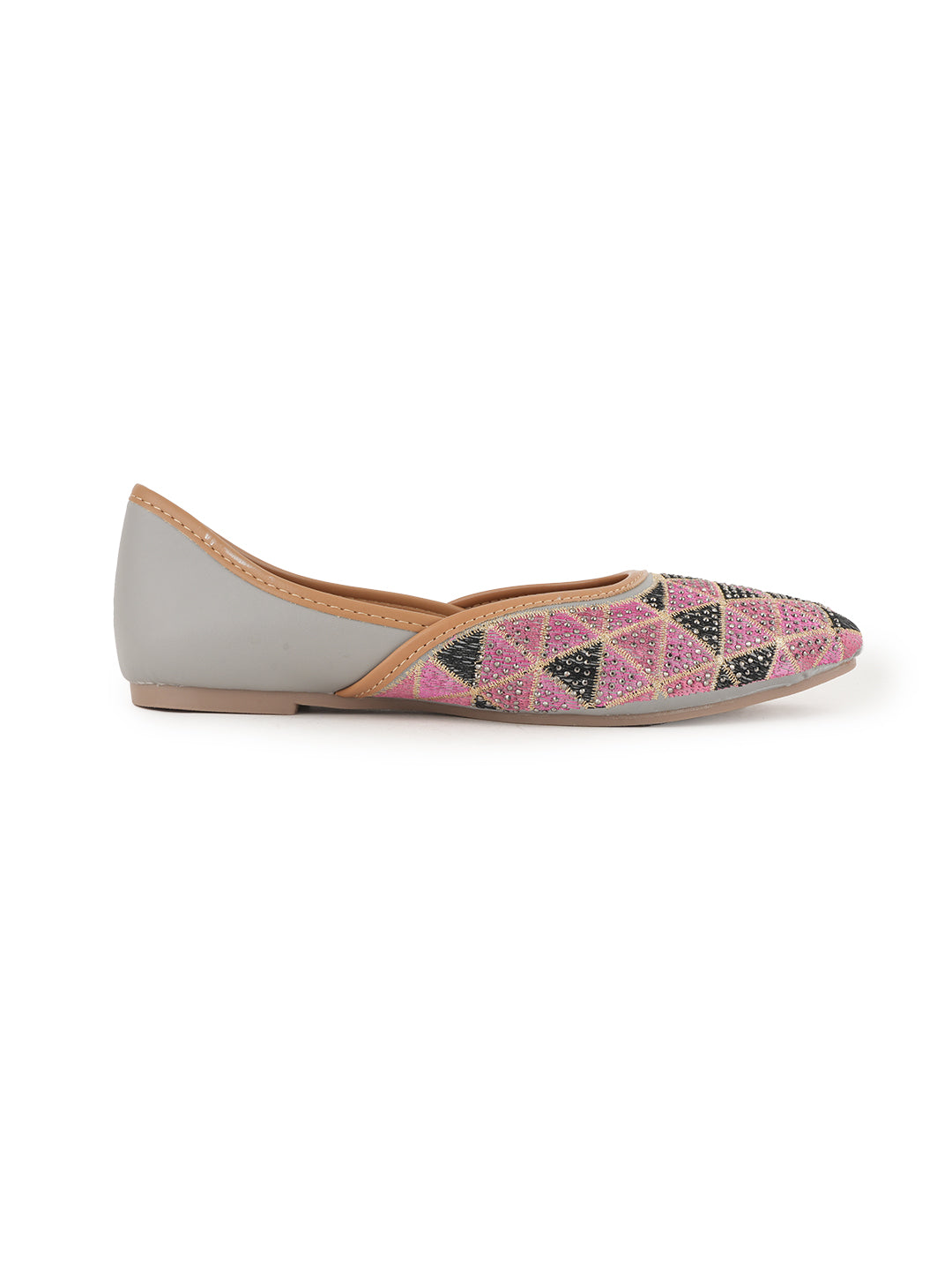 Designer Ethnic Embellished Square Toe Mojaris/Jutti For Women