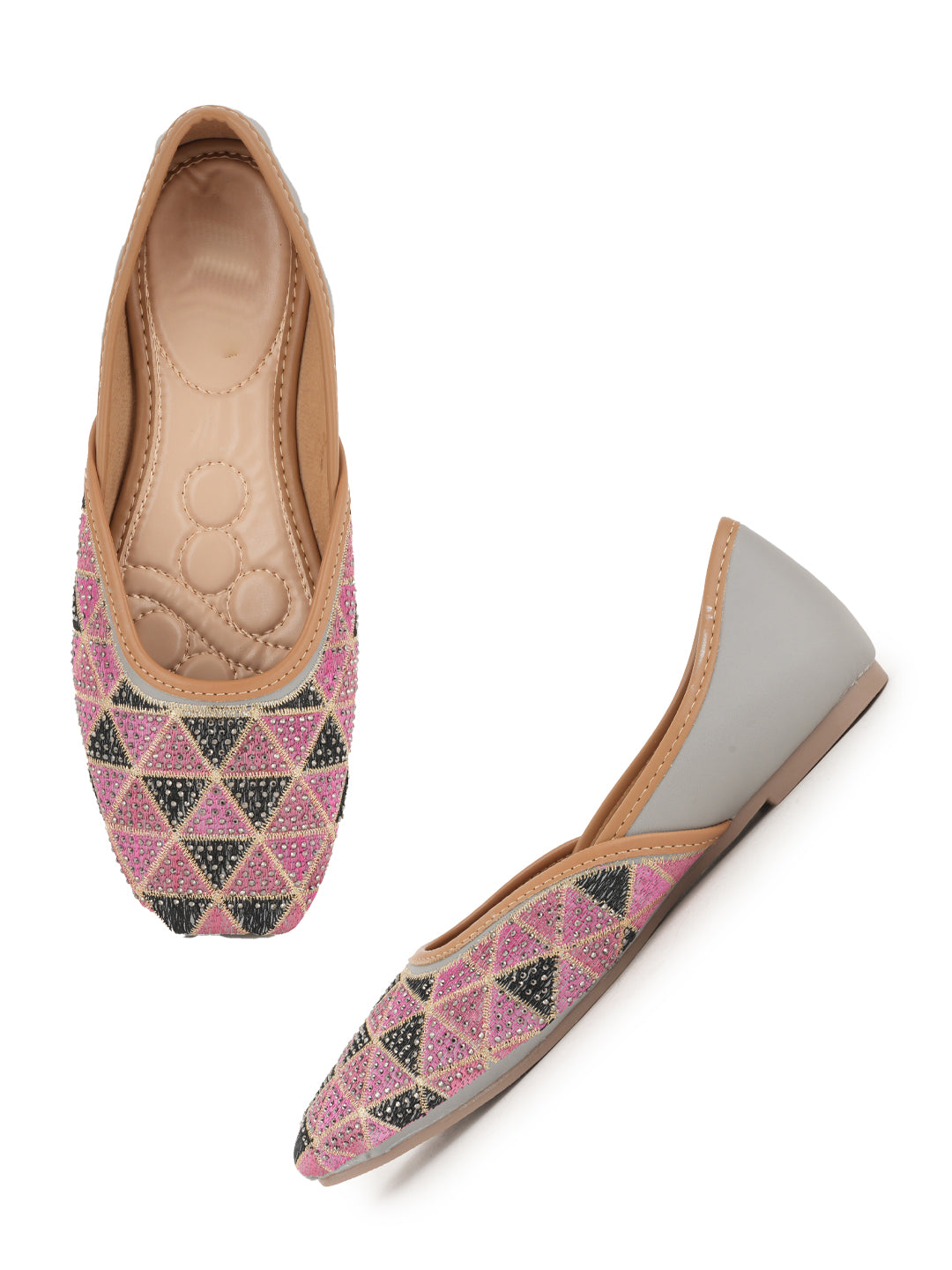 Designer Ethnic Embellished Square Toe Mojaris/Jutti For Women