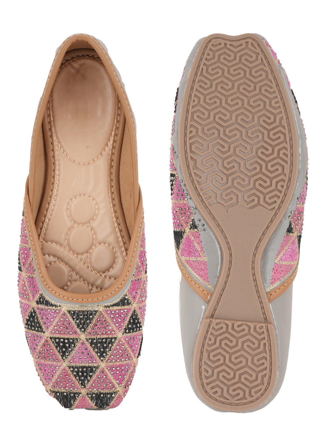 Designer Ethnic Embellished Square Toe Mojaris/Jutti For Women