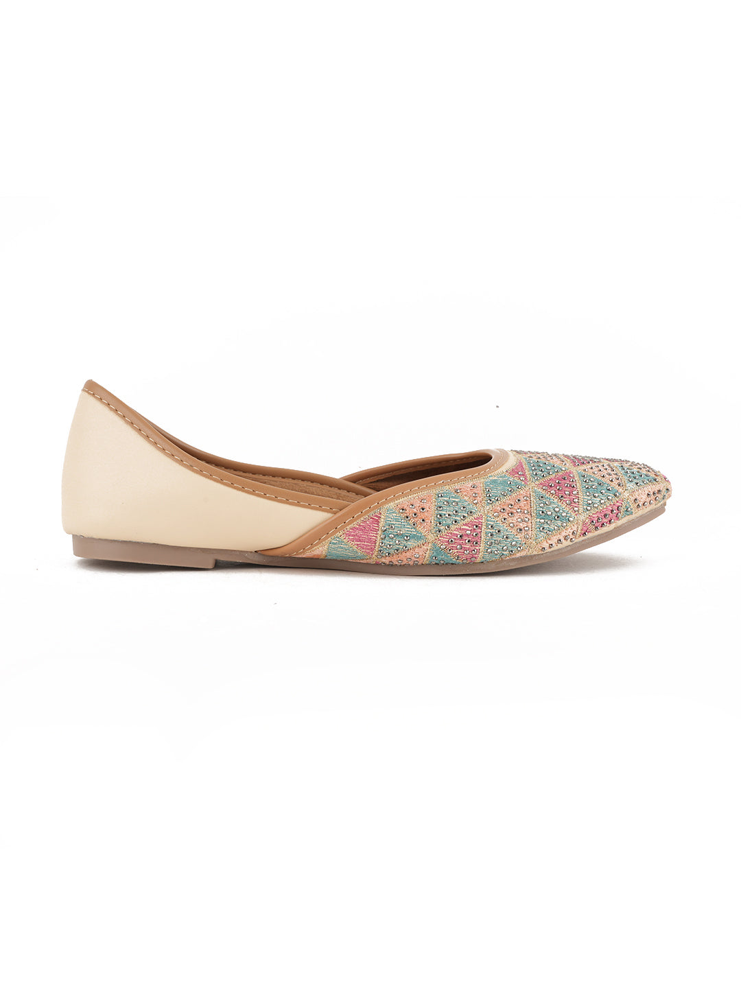 Designer Ethnic Embellished Square Toe Mojaris/Jutti For Women