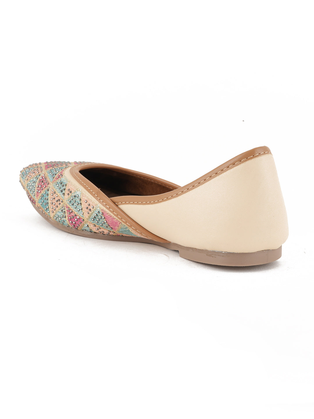 Designer Ethnic Embellished Square Toe Mojaris/Jutti For Women