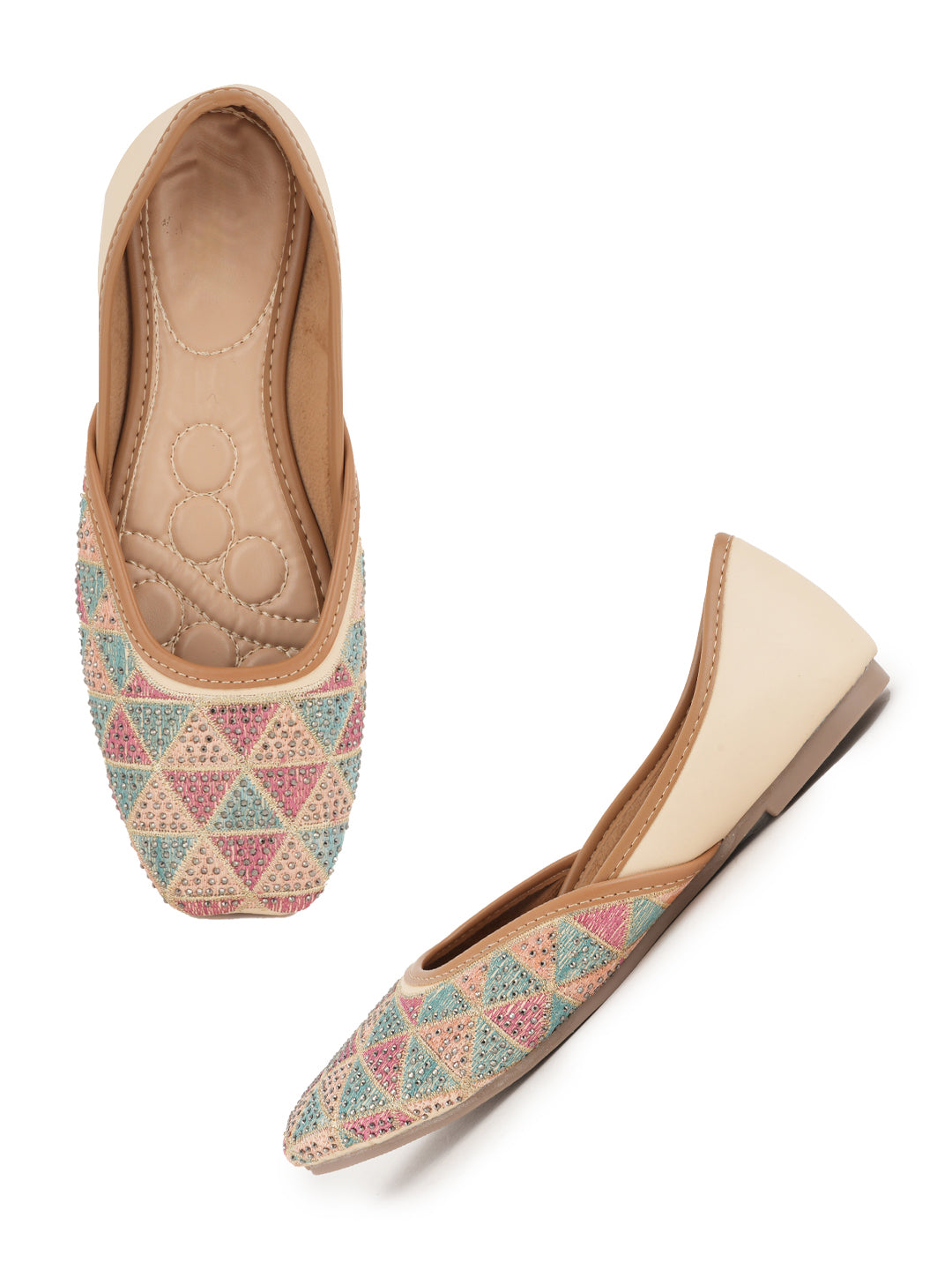 Designer Ethnic Embellished Square Toe Mojaris/Jutti For Women