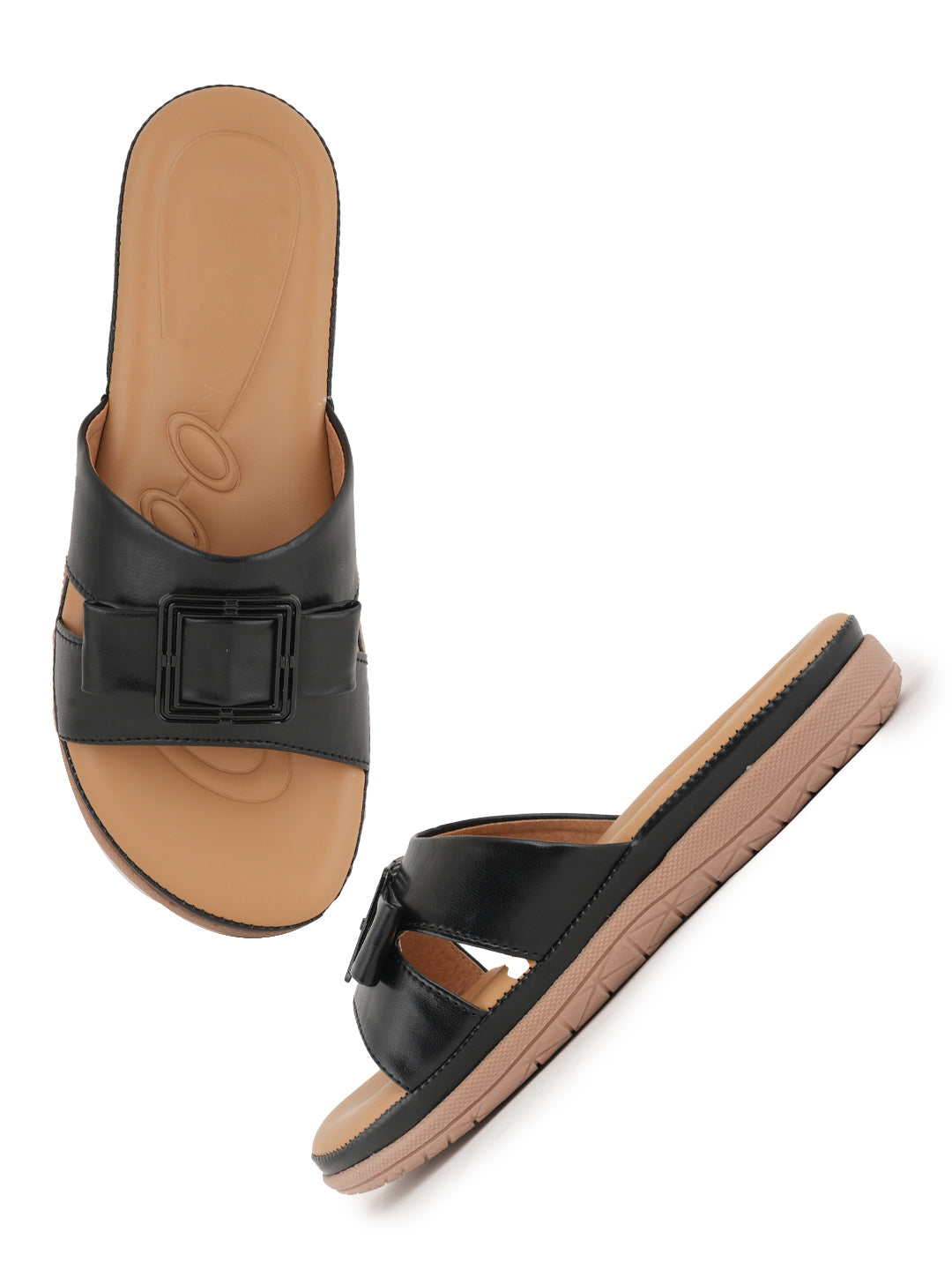 Style Shoes Black DR. Sole Extra Comfort Flat Sandal For Women and Girls
