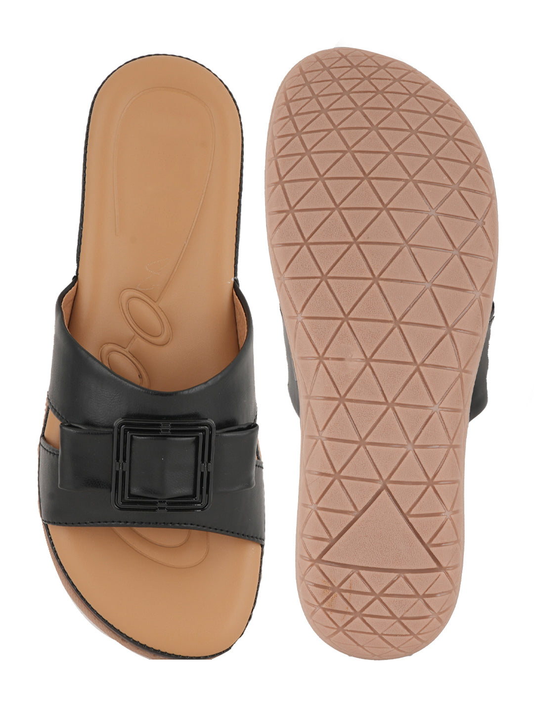 Style Shoes Black DR. Sole Extra Comfort Flat Sandal For Women and Girls