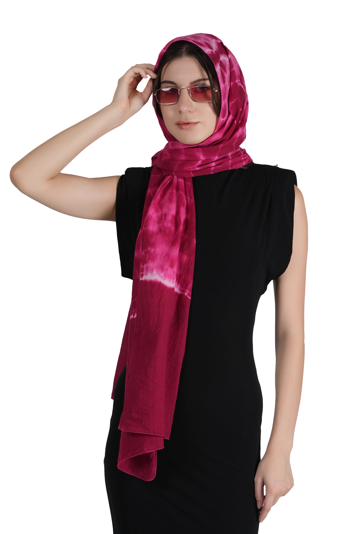 Style Shoes Pink Tie and Dye Stripe Printed Cotton Stole for Women & Girls