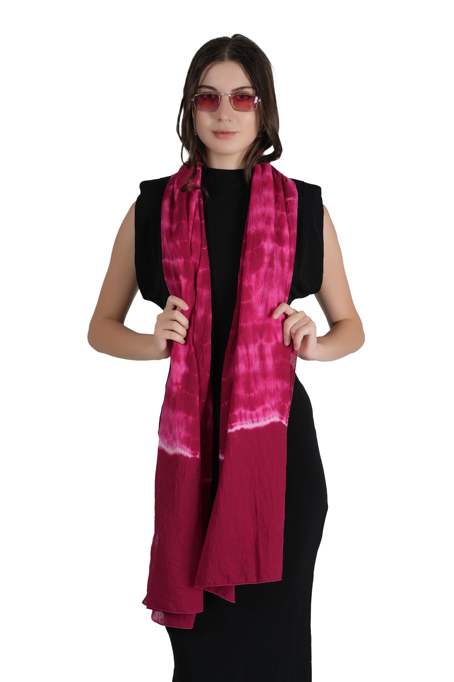 Style Shoes Pink Tie and Dye Stripe Printed Cotton Stole for Women & Girls