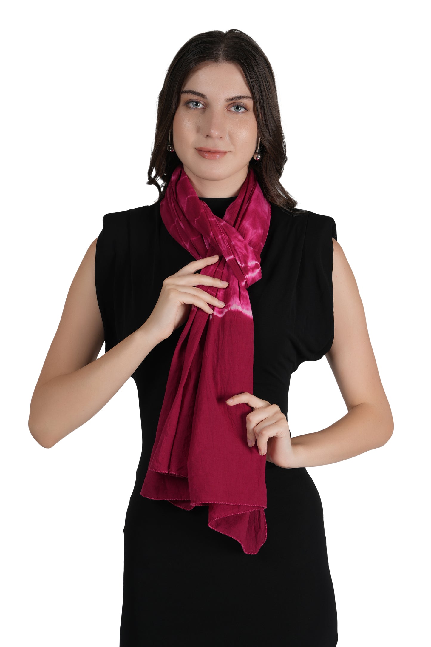 Style Shoes Pink Tie and Dye Stripe Printed Cotton Stole for Women & Girls