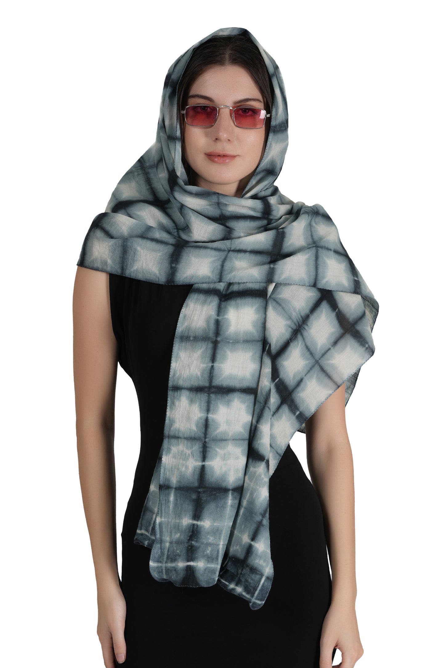 Style Shoes White & Grey Tie and Dye Printed Cotton Stole for Women & Girls