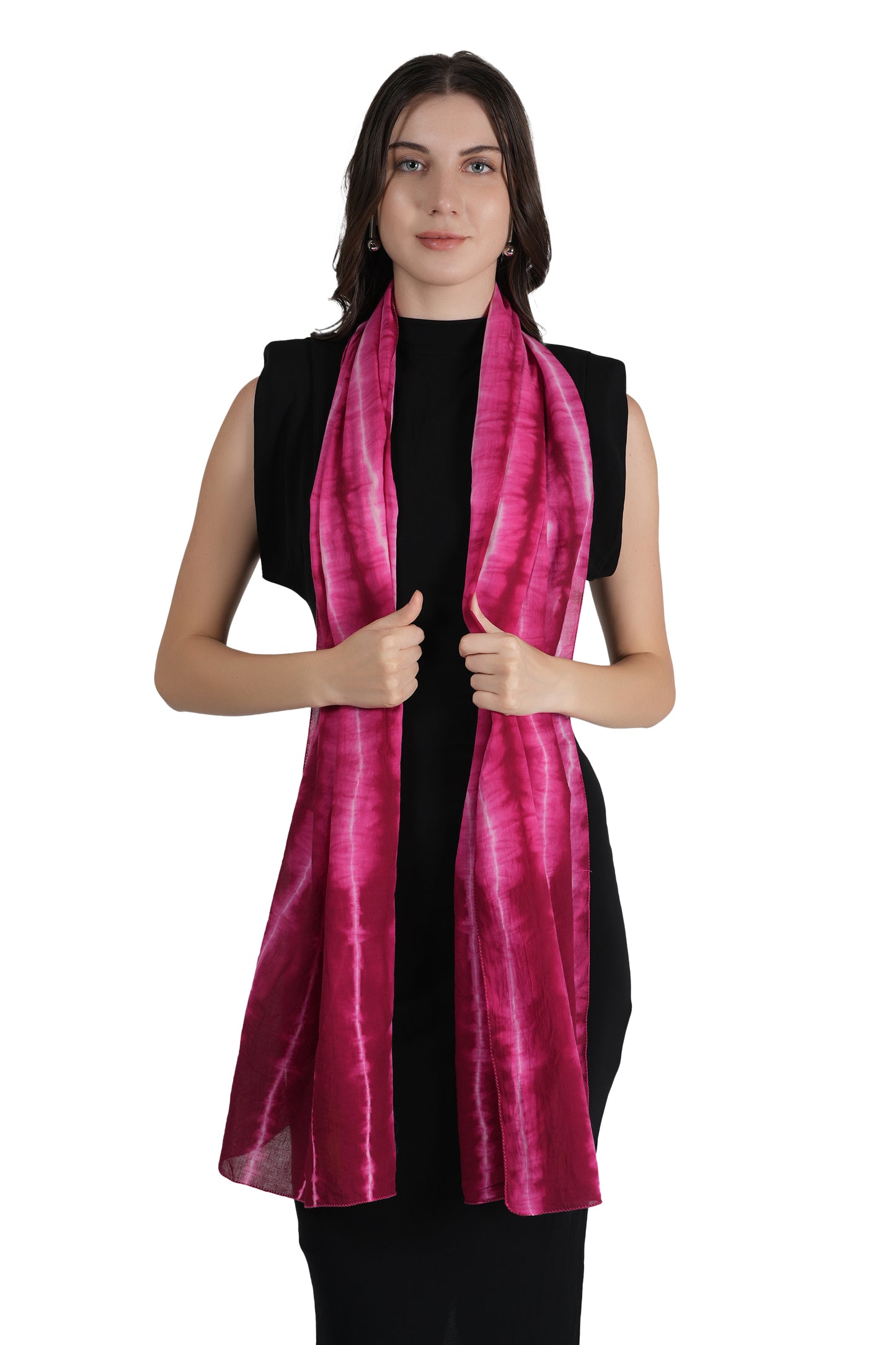 Style Shoes Pink Tie and Dye Striped Cotton Stole for Women & Girls