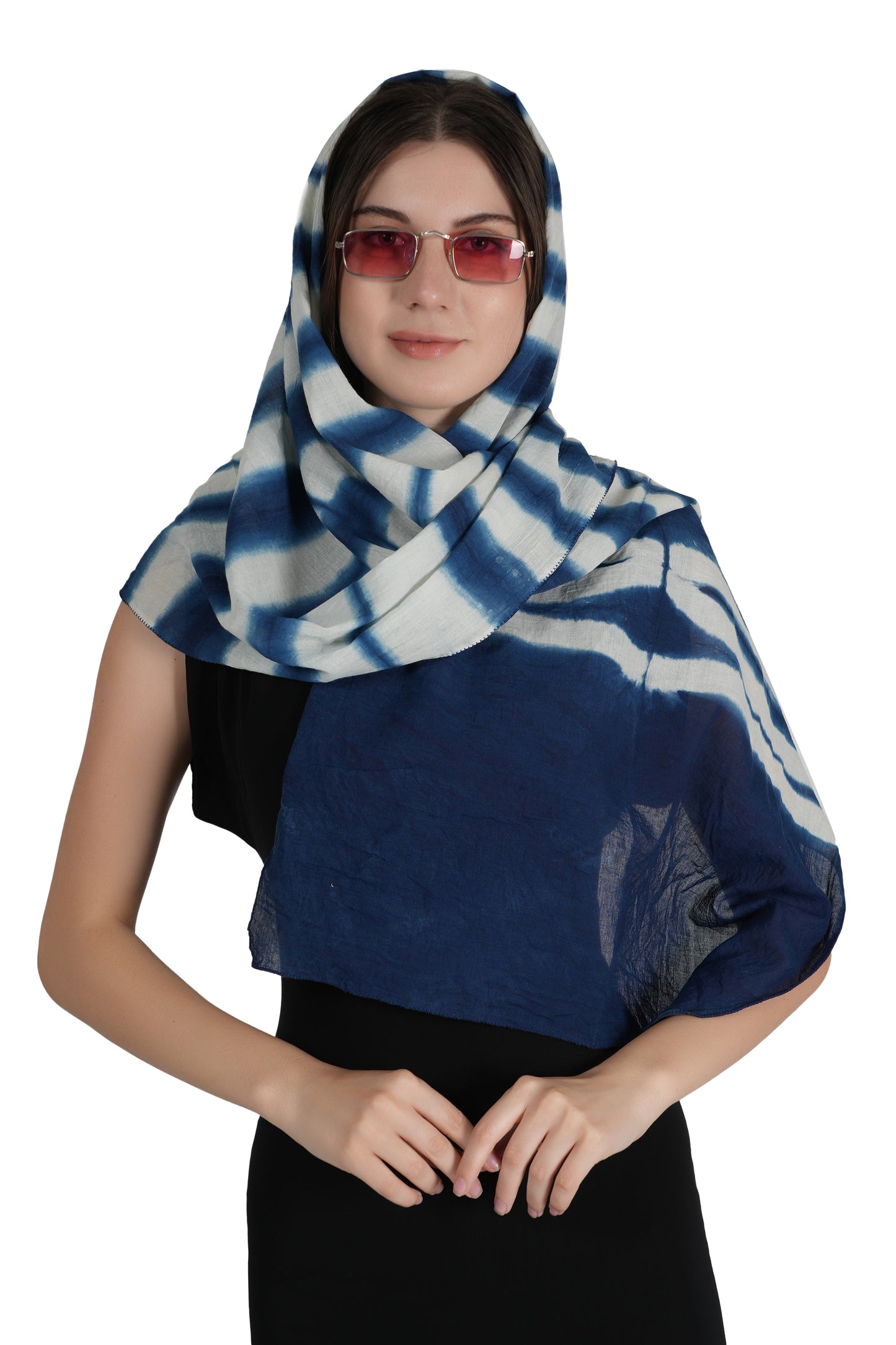 Style Shoes White & Blue Tie and Dye Printed Cotton Stole for Women & Girls