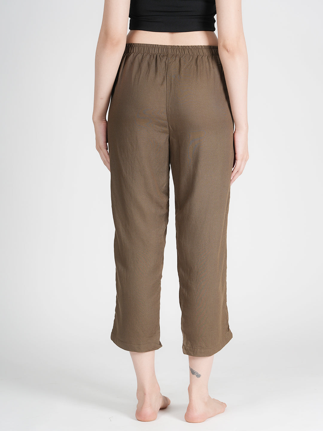 STYLE SHOES Olive Green Regular Fit Linen Pyjama/Lounge Pant for Women & Girls