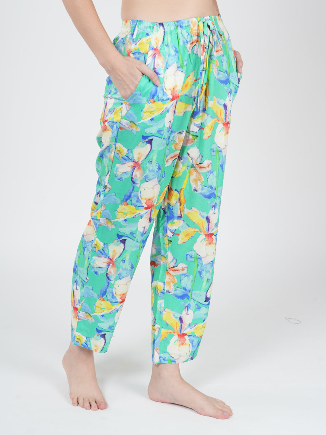 STYLE SHOES Floral Printed Rayon Regular Fit Loungewear Pajama/Lounge Pants for Women and Girls