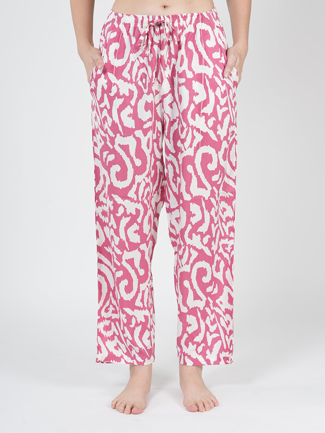 STYLE SHOES Pink Regular Fit Printed Rayon Pyjama/Lounge Pant for Women & Girls