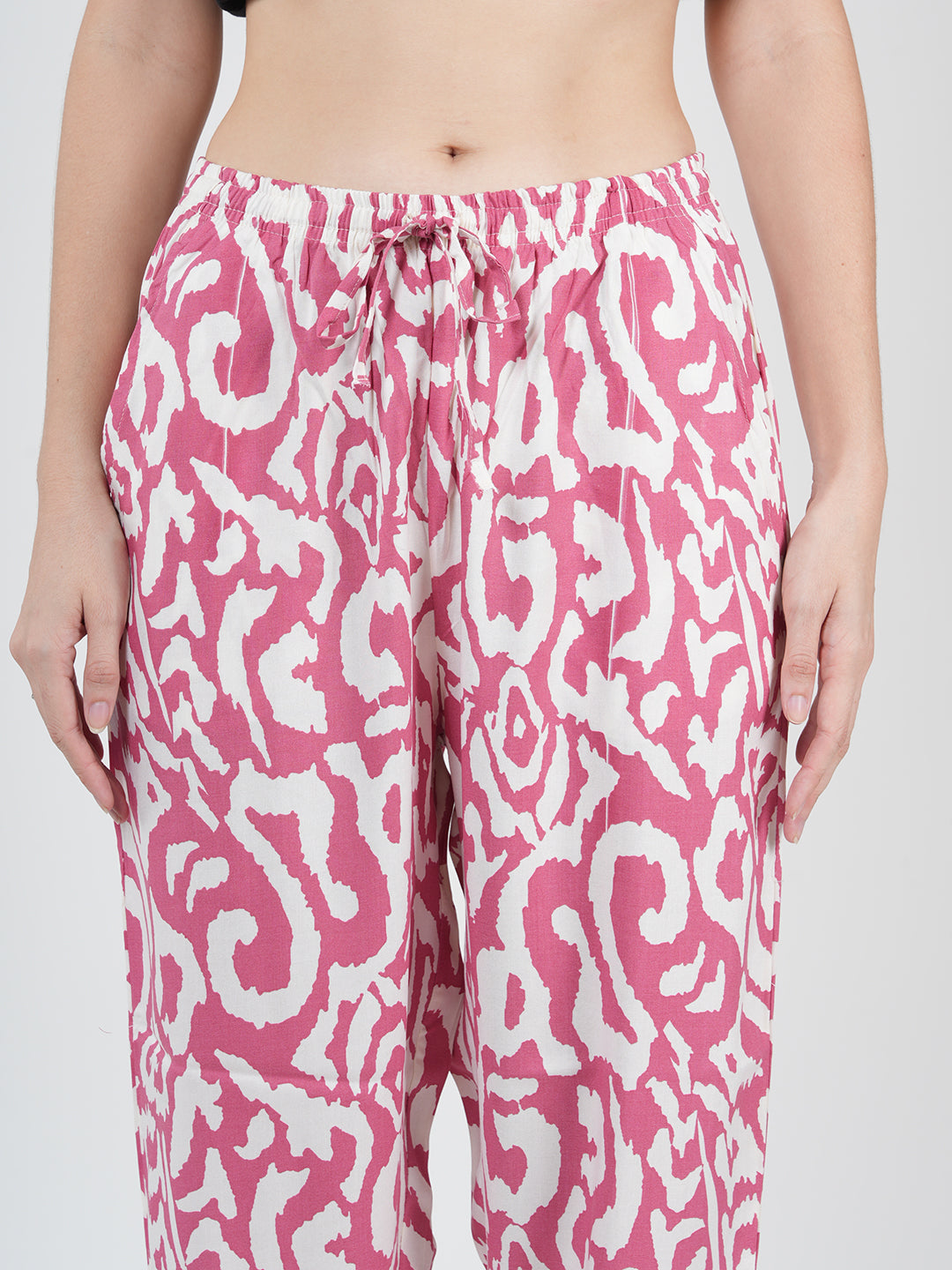 STYLE SHOES Pink Regular Fit Printed Rayon Pyjama/Lounge Pant for Women & Girls