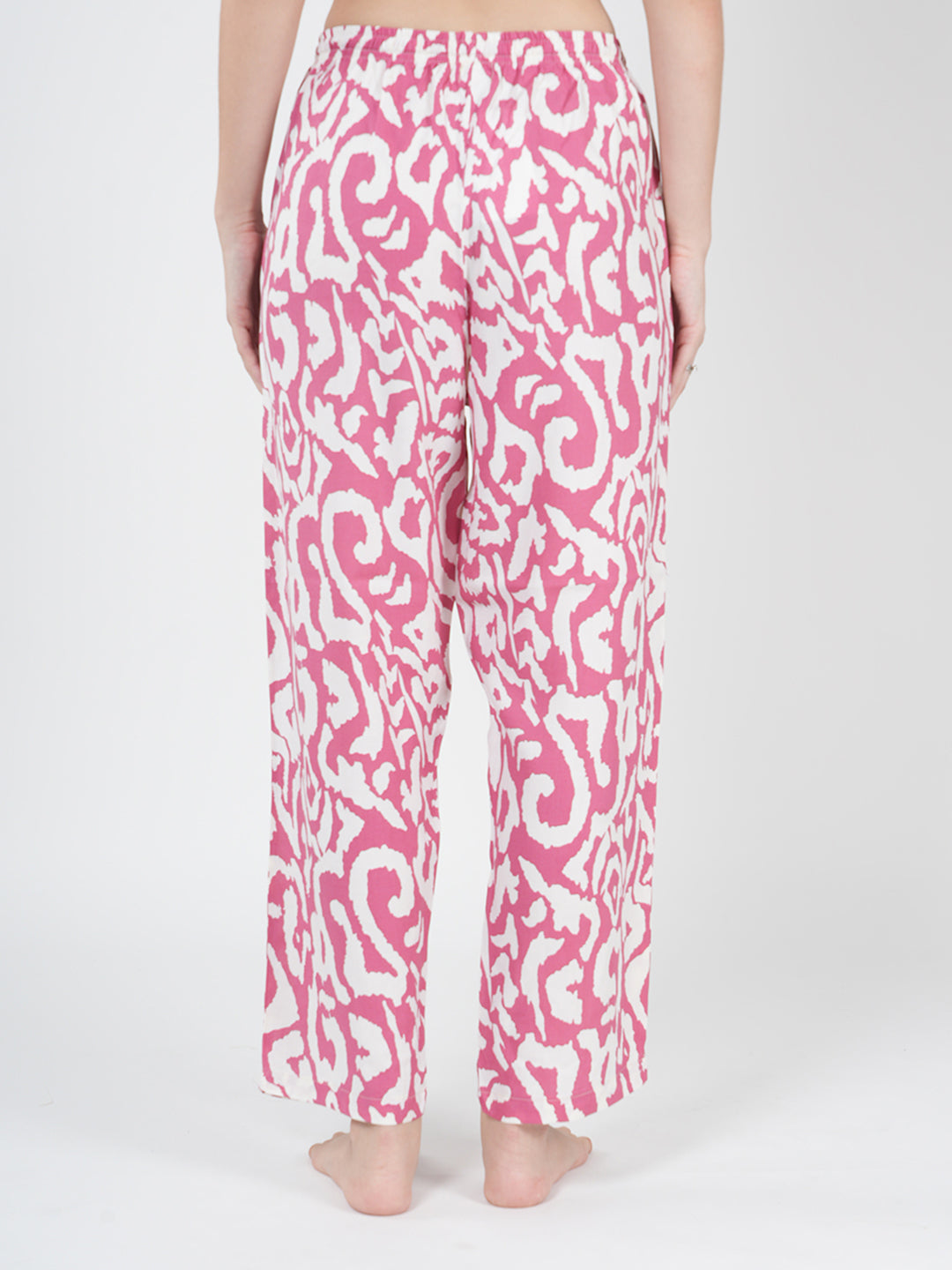 STYLE SHOES Pink Regular Fit Printed Rayon Pyjama/Lounge Pant for Women & Girls