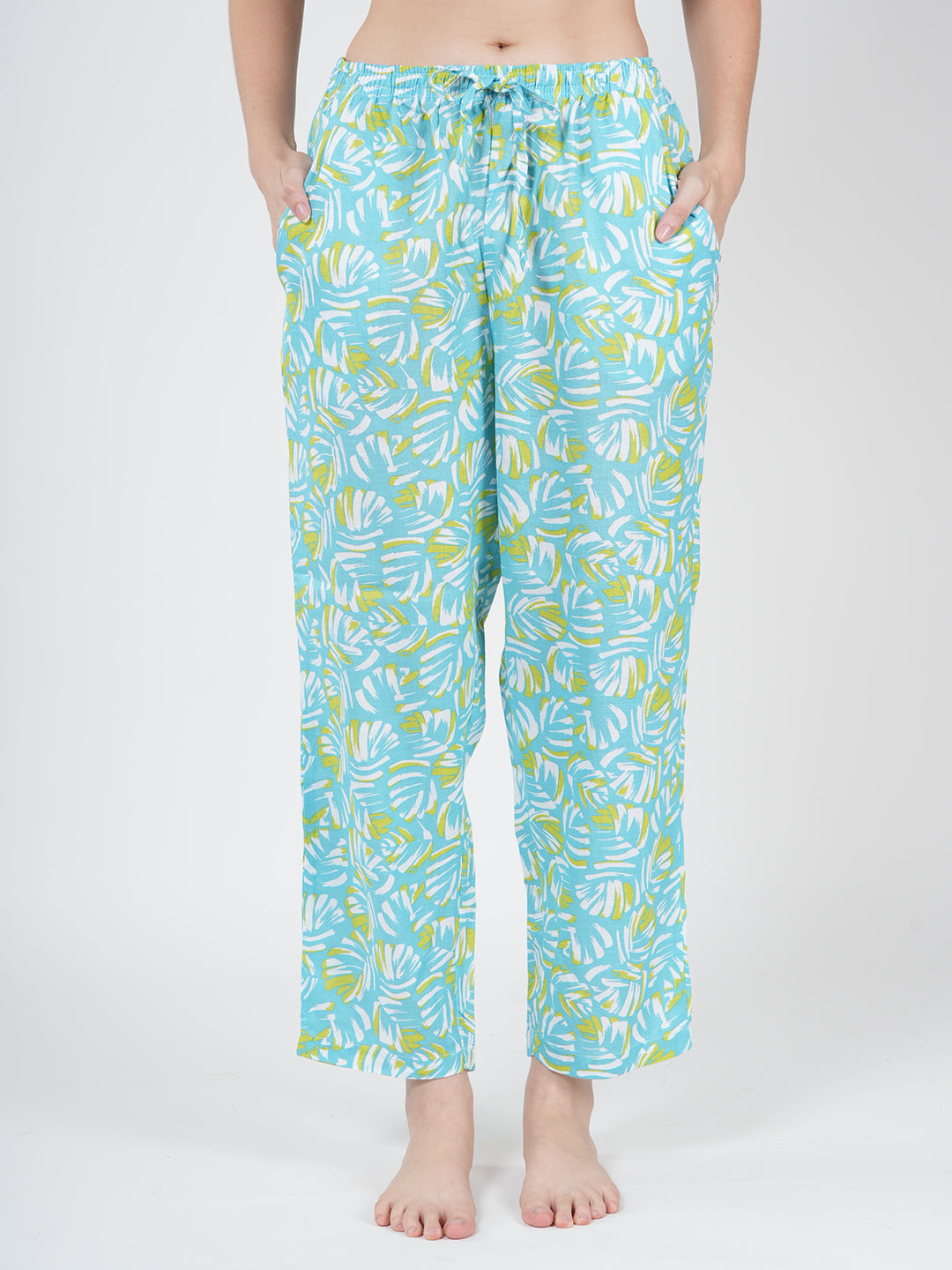 STYLE SHOES Green Regular Fit Floral Printed Cotton Pyjama/Lounge Pant for Women & Girls