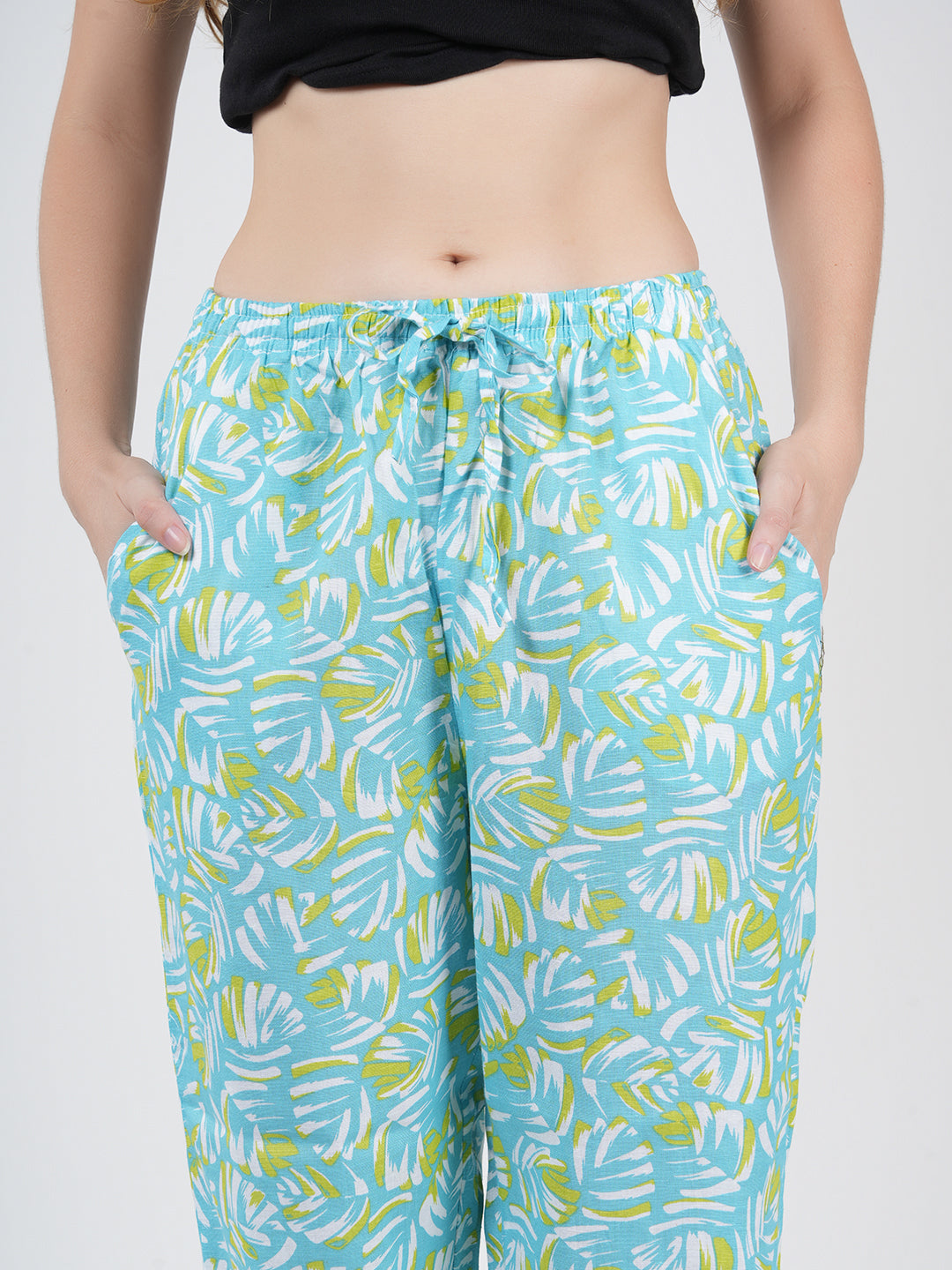 STYLE SHOES Green Regular Fit Floral Printed Cotton Pyjama/Lounge Pant for Women & Girls