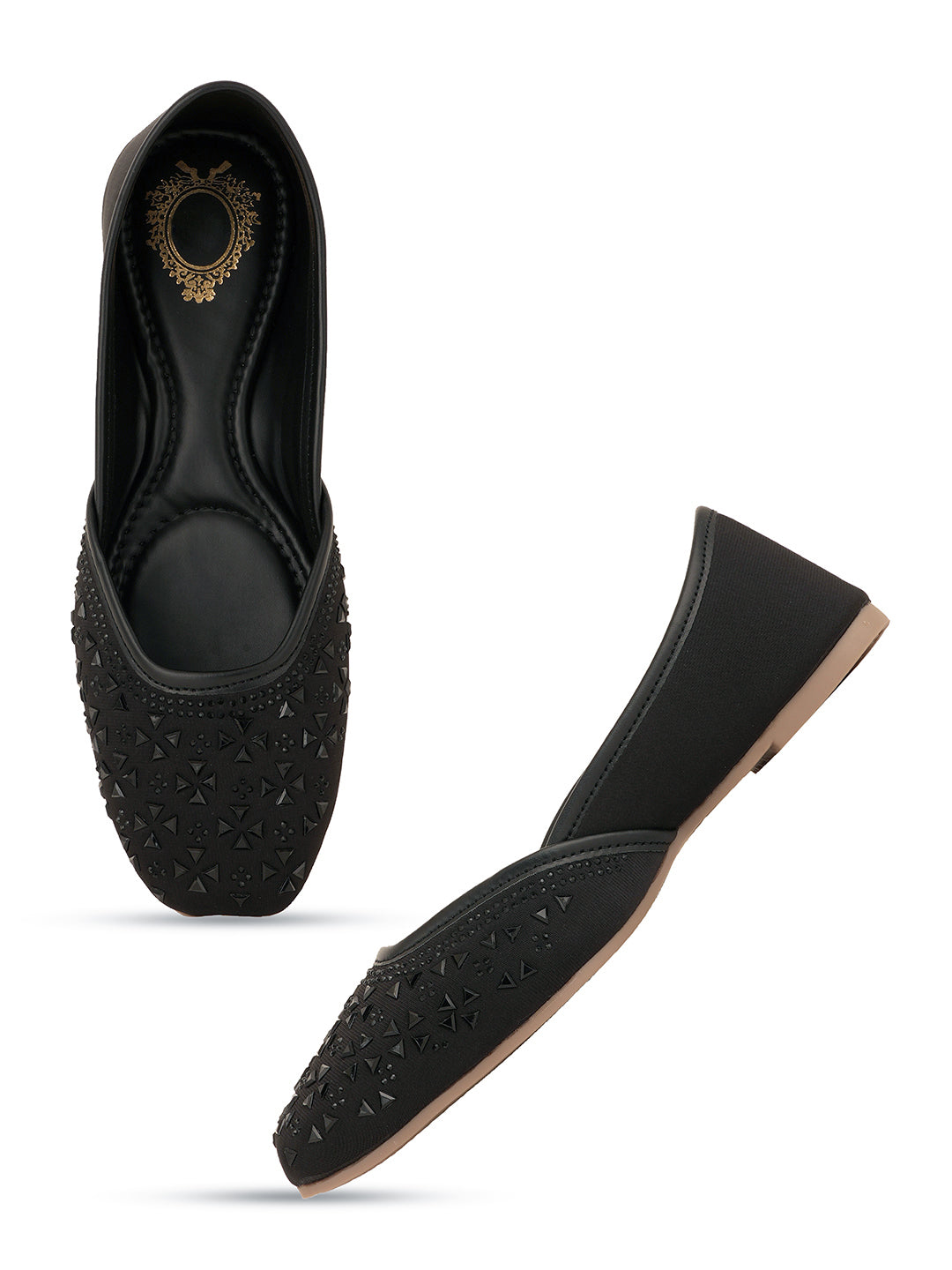 Style Shoes Designer Ethnic Embellished Square Toe Mojaris/Jutti For Women and Girls