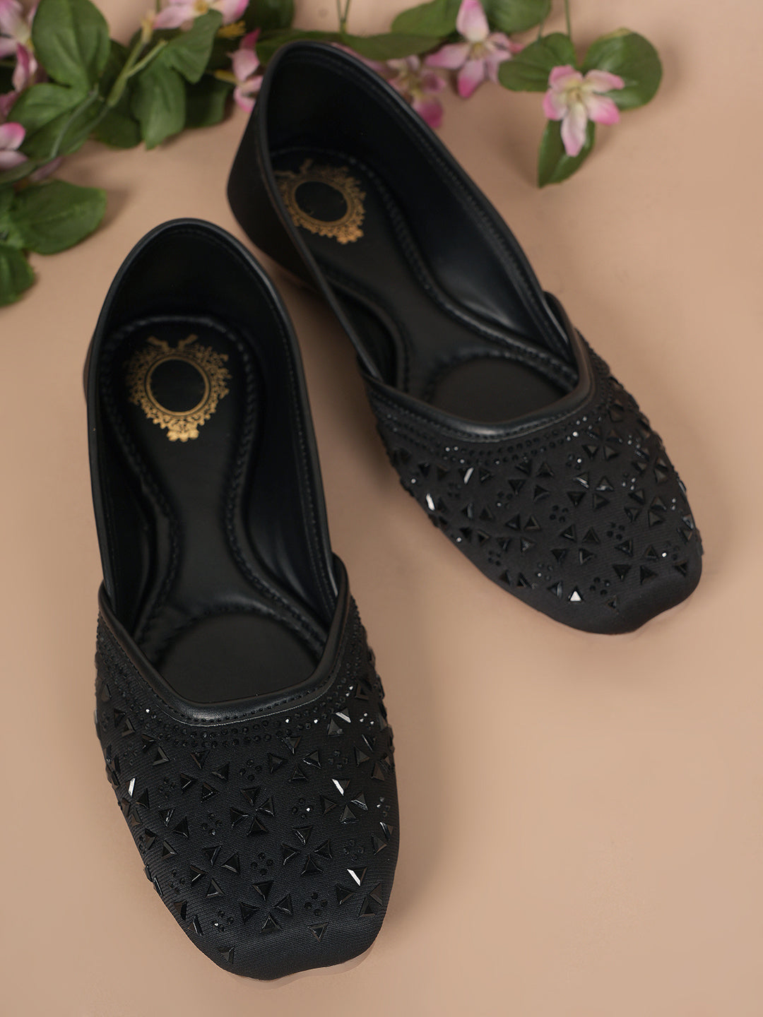 Style Shoes Designer Ethnic Embellished Square Toe Mojaris/Jutti For Women and Girls