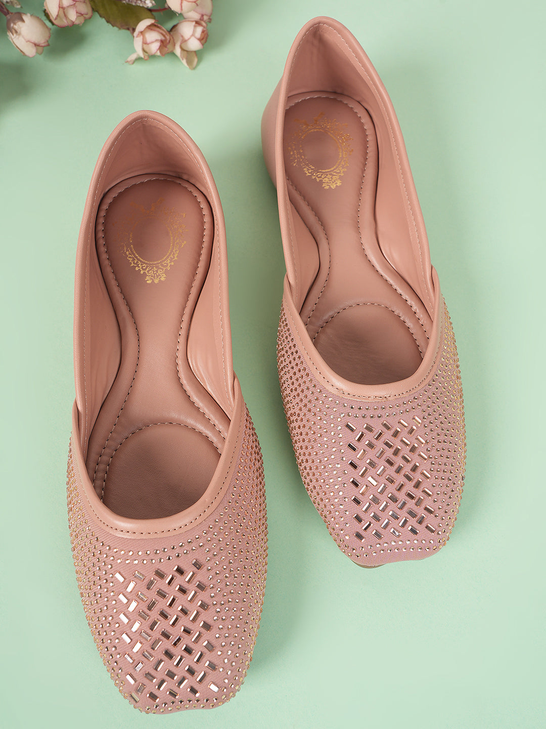 Style Shoes Designer Ethnic Embellished Square Toe Mojaris/Jutti For Women and Girls