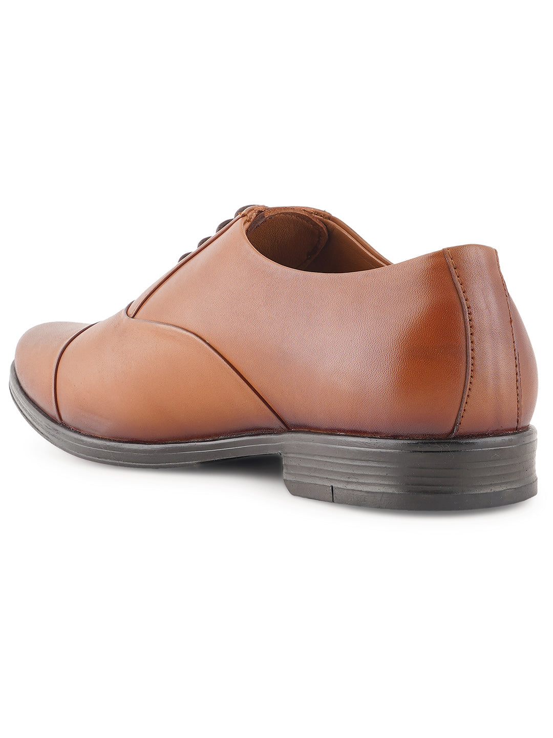 STYLE SHOES Tan Lace Up Leather Formal Oxford Shoes for Men