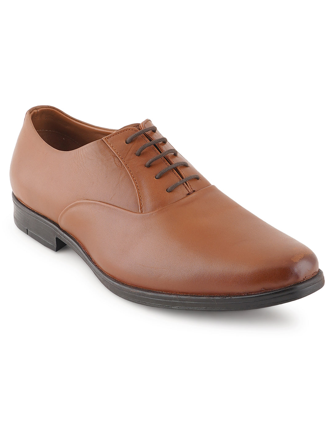 STYLE SHOES Tan Lace Up Leather Formal Shoes For Men