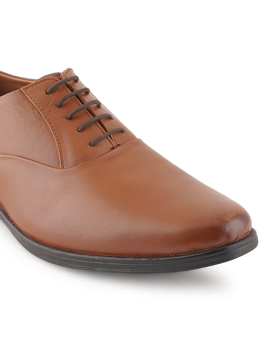 STYLE SHOES Tan Lace Up Leather Formal Shoes For Men