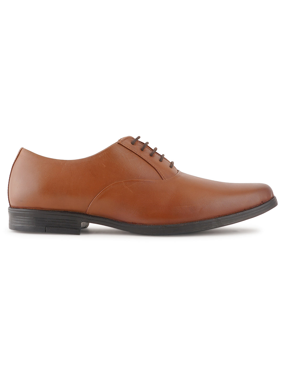 STYLE SHOES Tan Lace Up Leather Formal Shoes For Men