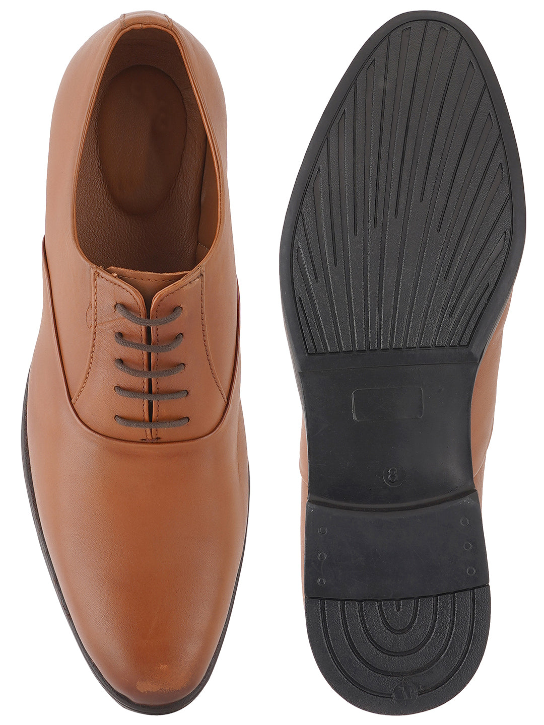 STYLE SHOES Tan Lace Up Leather Formal Shoes For Men