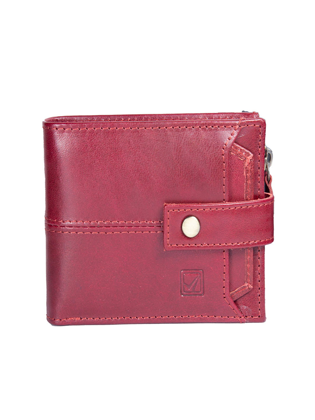 Style Shoes Burgundy Genuine Leather Wallet with Button Closure For Men