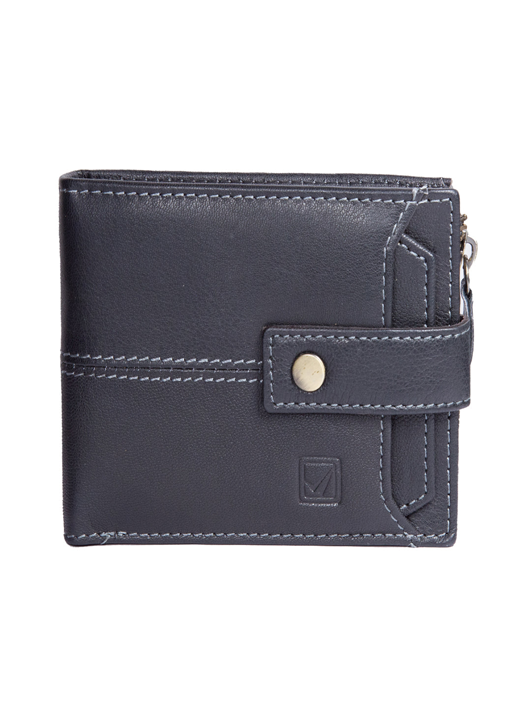 Style Shoes Black Genuine Leather Wallet with Button Closure For Men