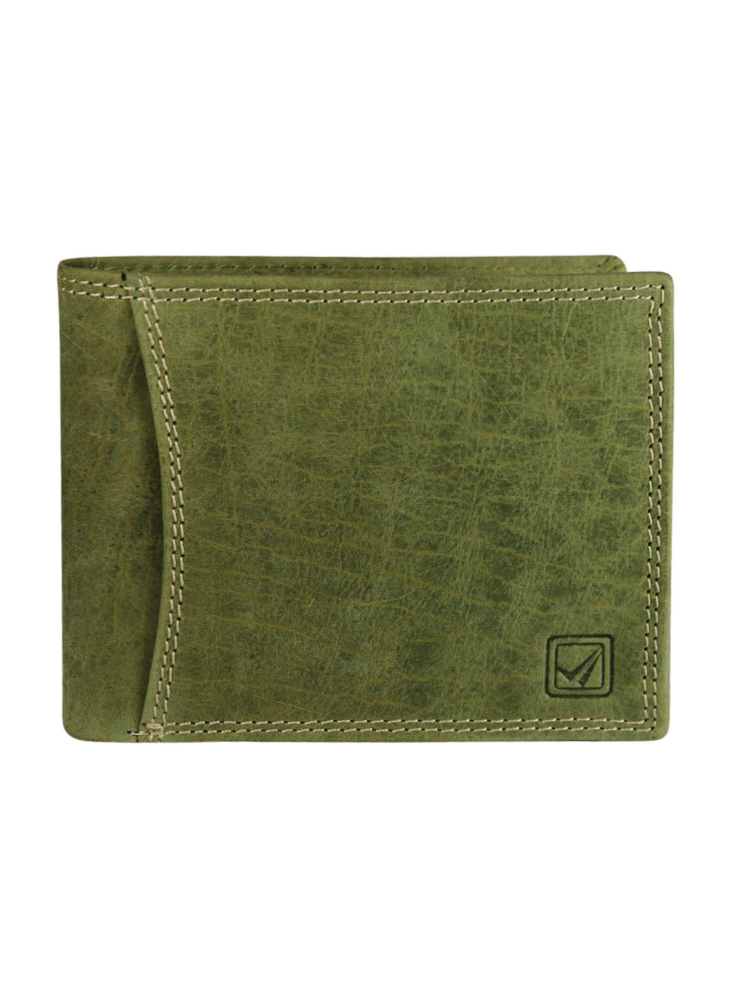 Style Shoes Green Genuine Leather Bi-Fold Wallet for Men