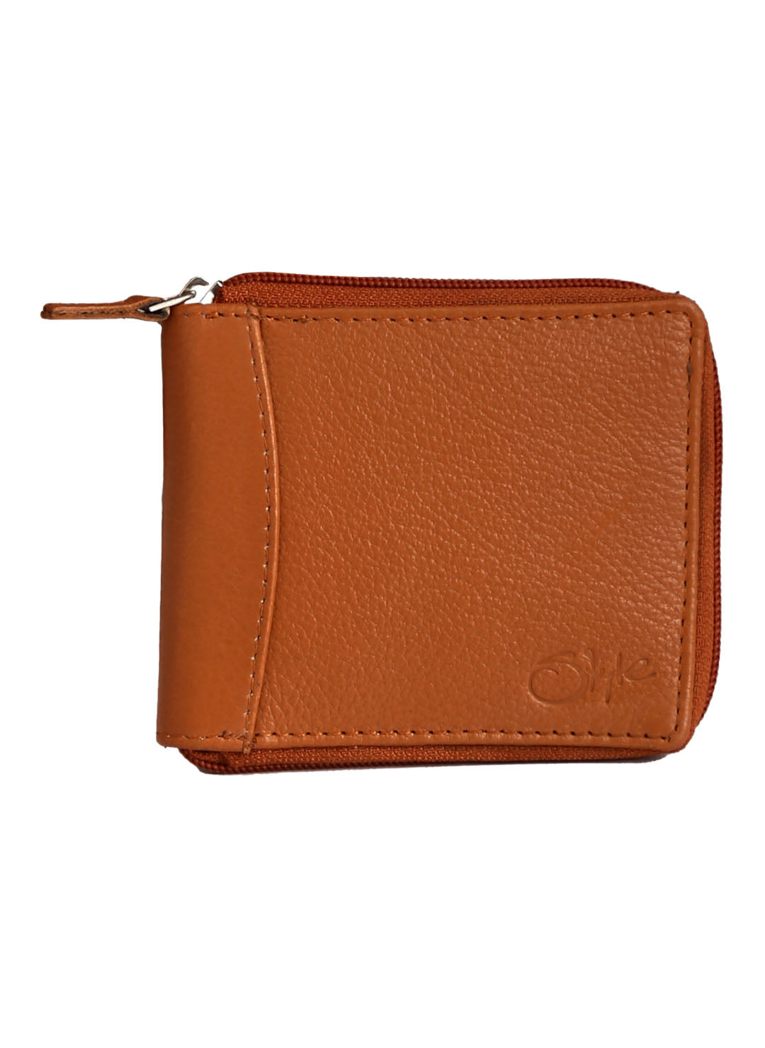 Style Shoes Tan Genuine Leather Zipper Wallet for Men