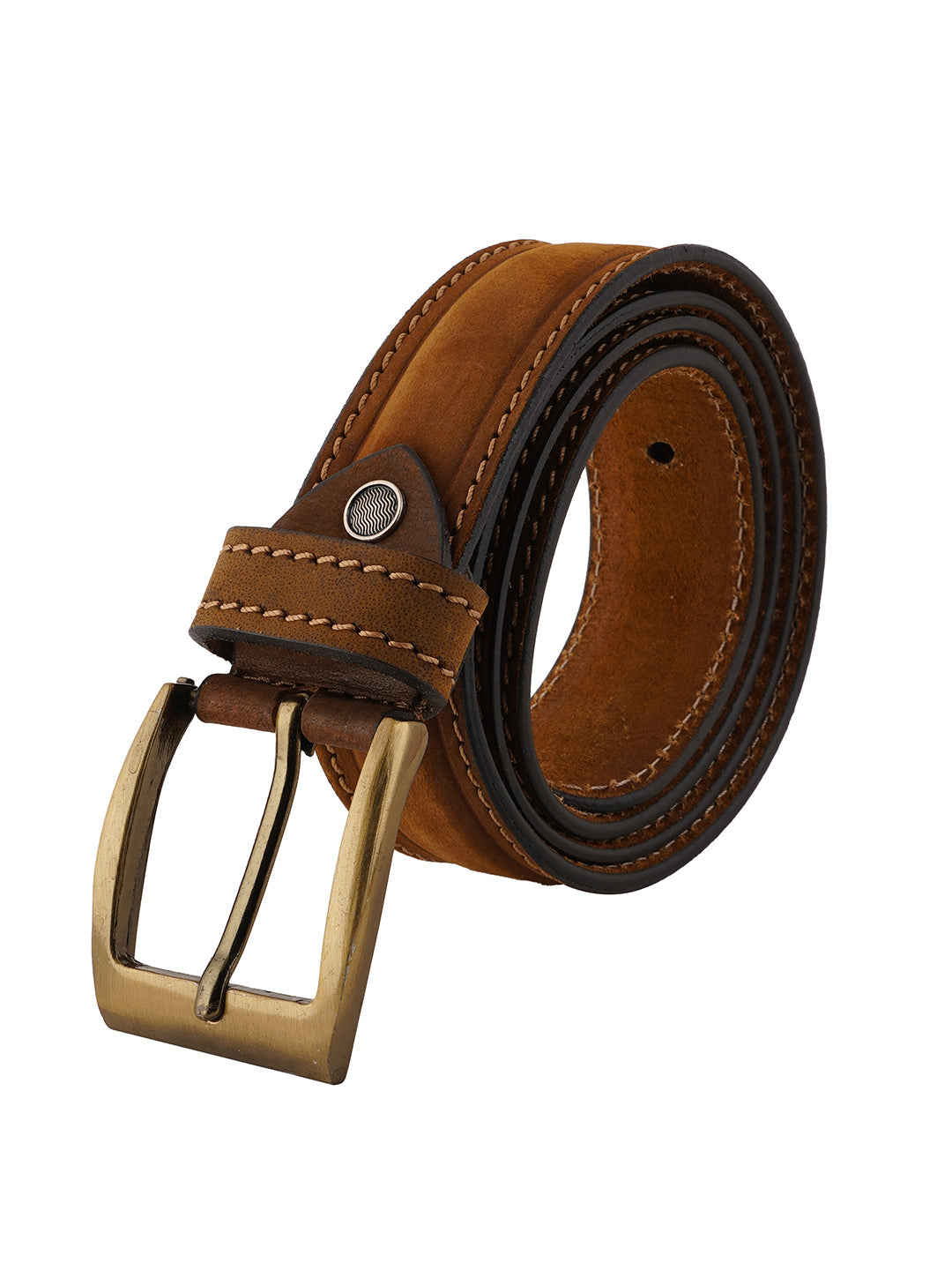Style Shoes Brown Suede Genuine Leather Classic Belt with Square Buckle for Men and Boys