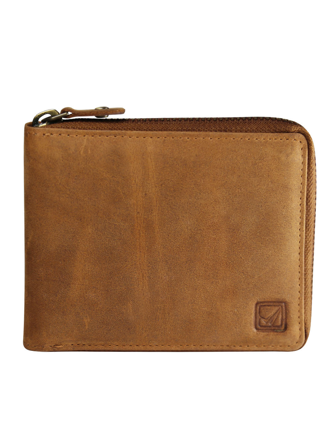 Style Shoes Tan Genuine Leather Zipper Wallet for Men