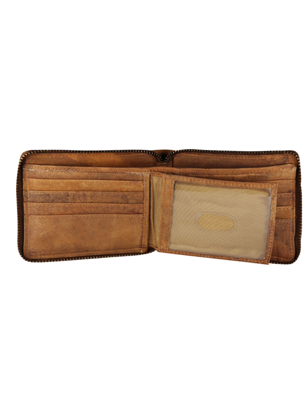 Style Shoes Tan Genuine Leather Zipper Wallet for Men