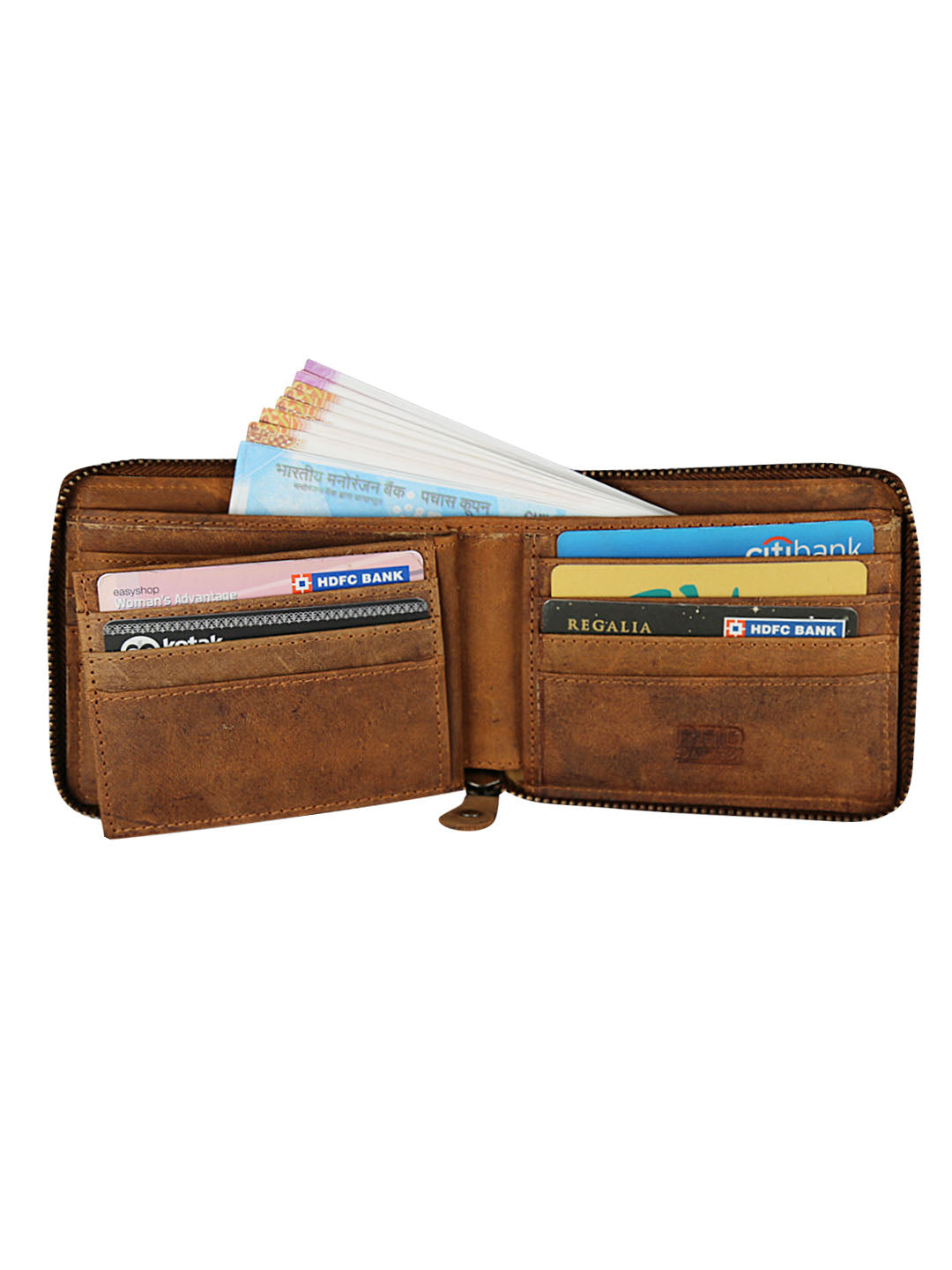 Style Shoes Tan Genuine Leather Zipper Wallet for Men