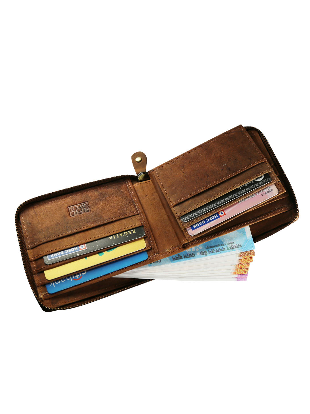 Style Shoes Tan Genuine Leather Zipper Wallet for Men
