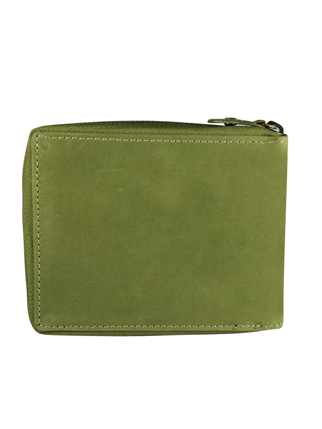 Style Shoes Green Genuine Leather Zipper Wallet for Men