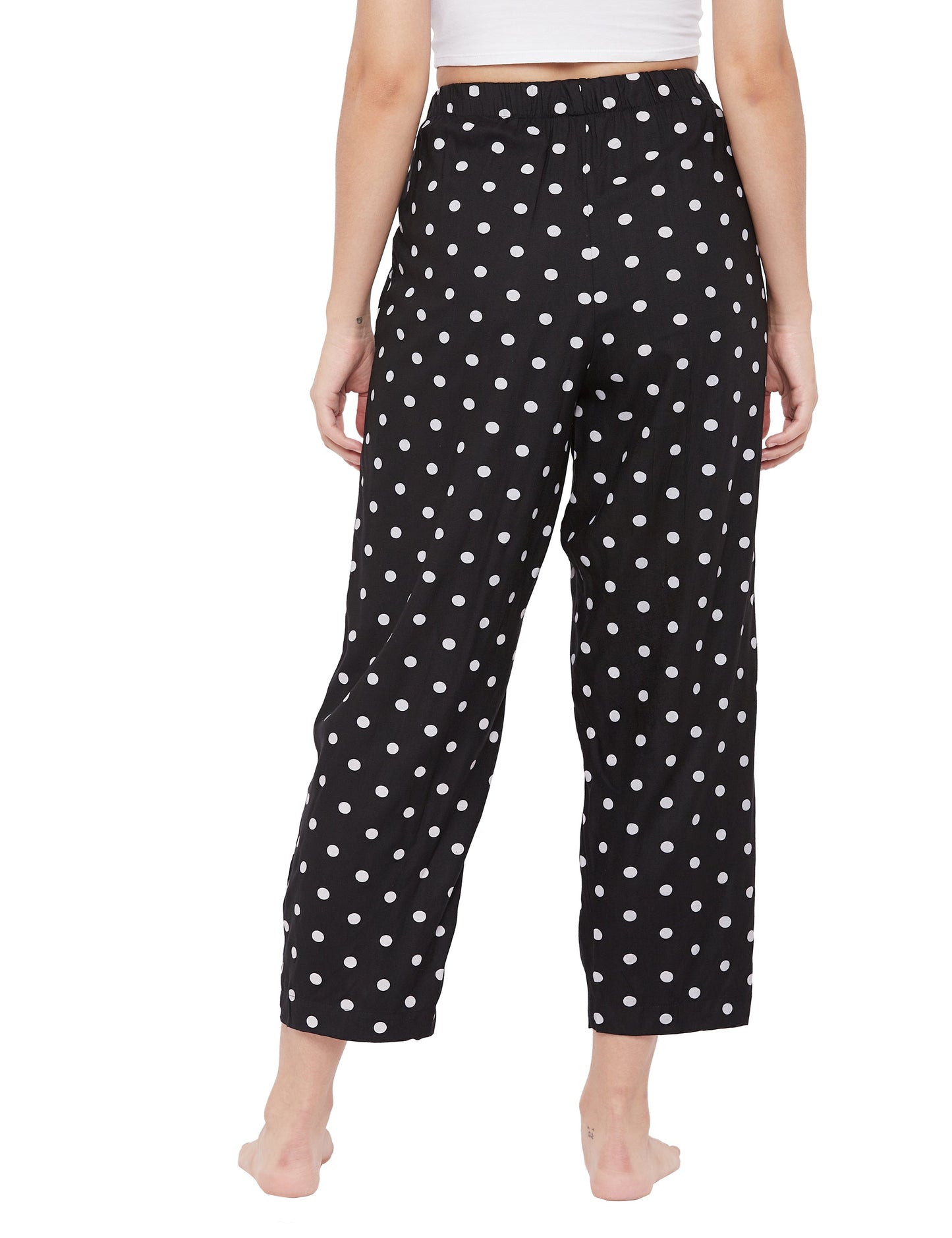 STYLE SHOES Black Polka Printed Cotton Regular Fit Pyjama/Lounge Pants for Women and Girls