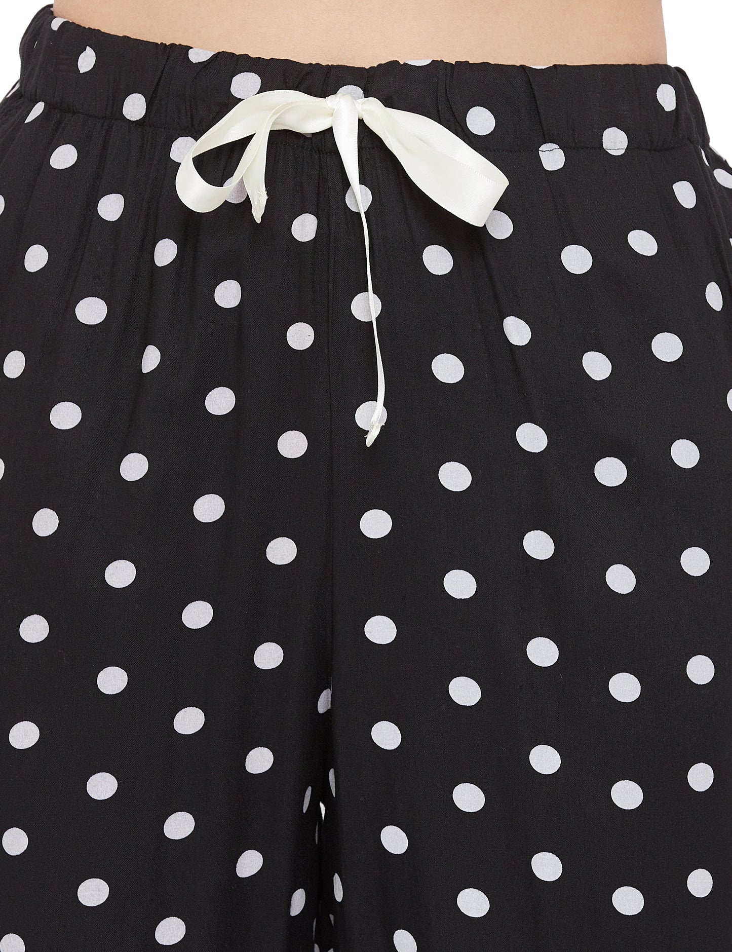 STYLE SHOES Black Polka Printed Cotton Regular Fit Pyjama/Lounge Pants for Women and Girls