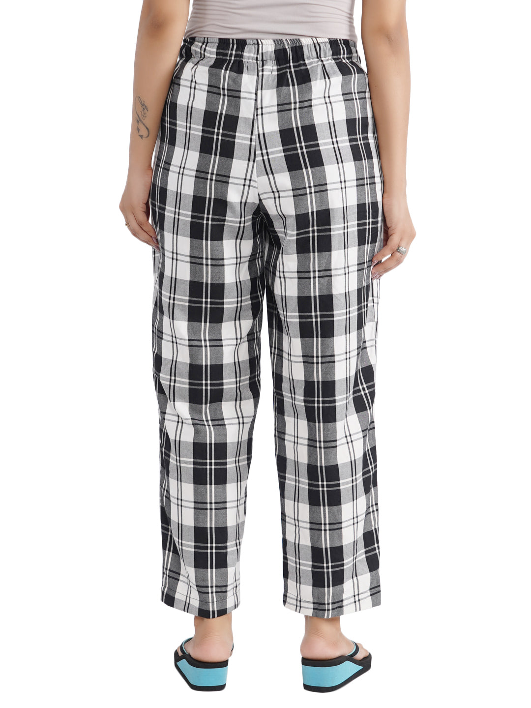 STYLE SHOES Checked Cotton Mid-Rise Cotton Pyjama/Lounge Pants for Women and Girls