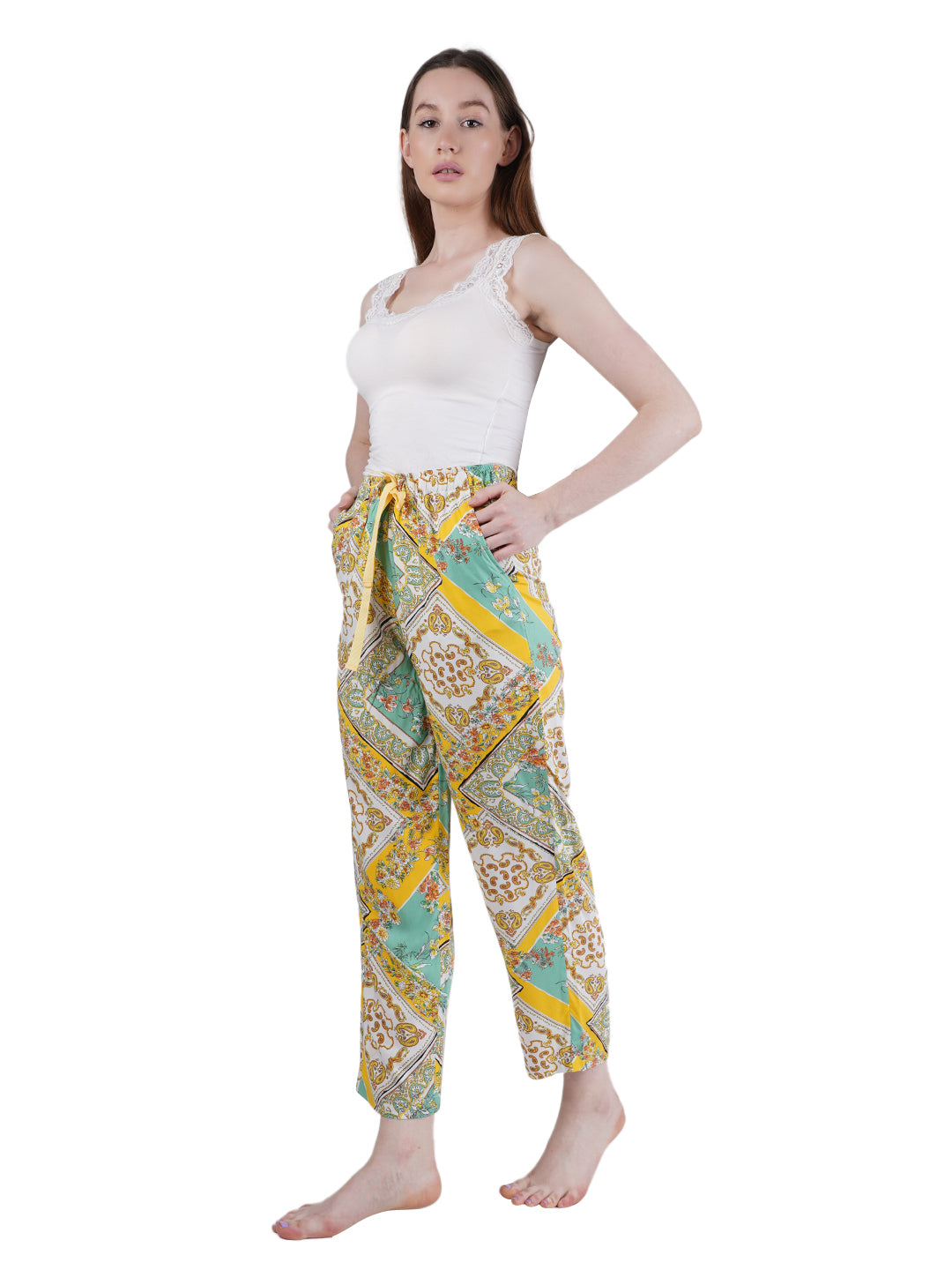 STYLE SHOES Geometric printed Rayon Pyjama/Loungewear Pant for Women and Girls