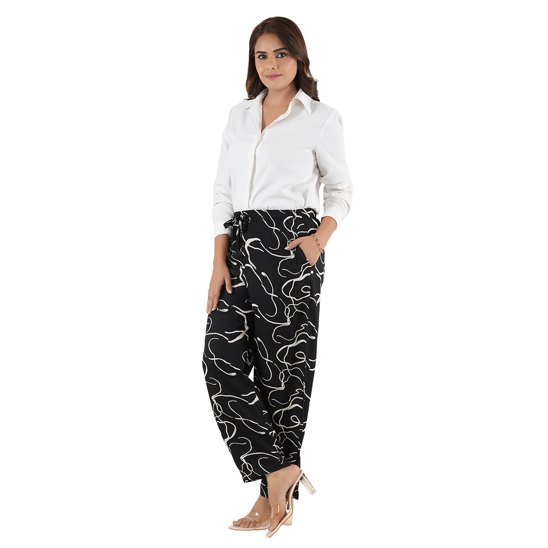 STYLE SHOES Rayon Abstract Printed Mid-Rise Pyjama/Lounge Pants for Women and Girls